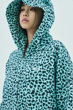 Mint leopard bear zip hoodie