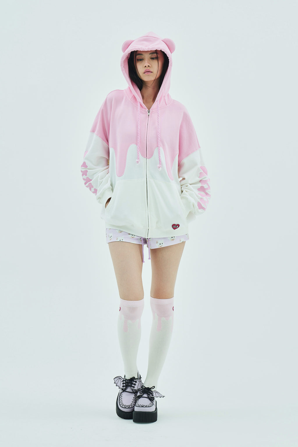 Melt Cream Bear Zip Hoodie