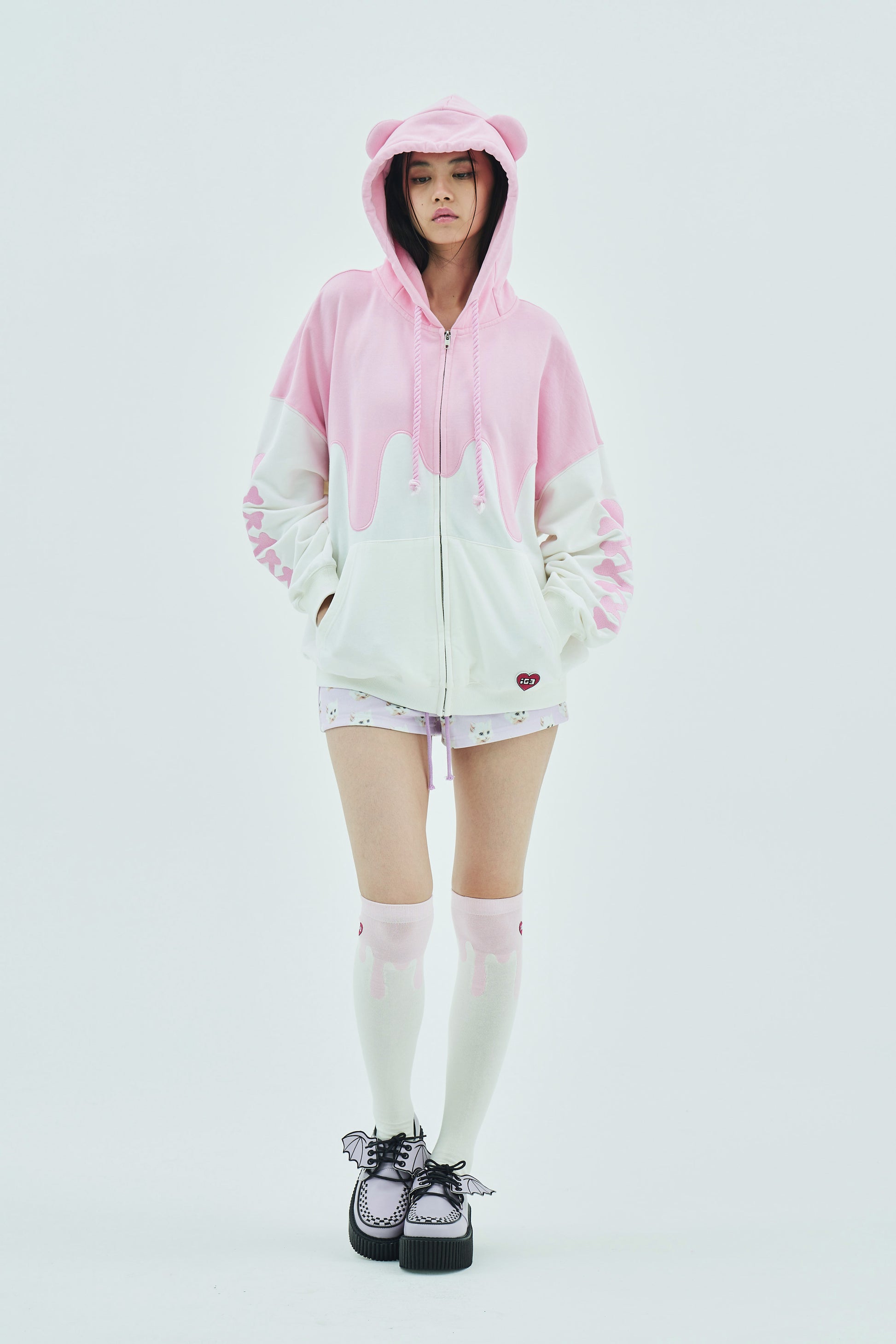 Melt Cream Bear Zip Hoodie