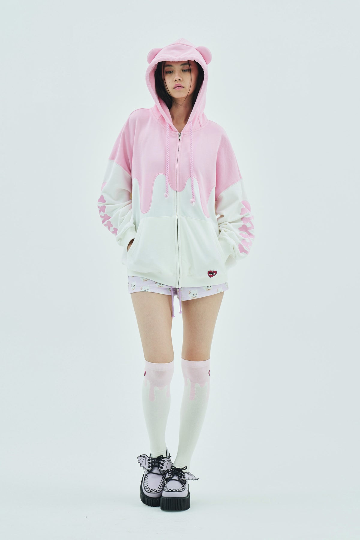 Melt Cream Bear Zip Hoodie