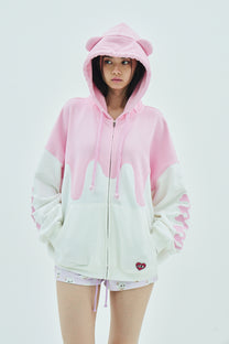 Melt Cream Bear Zip Hoodie