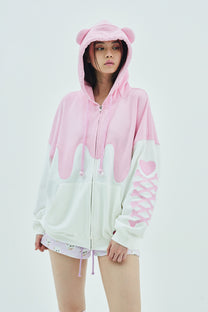 Melt Cream Bear Zip Hoodie