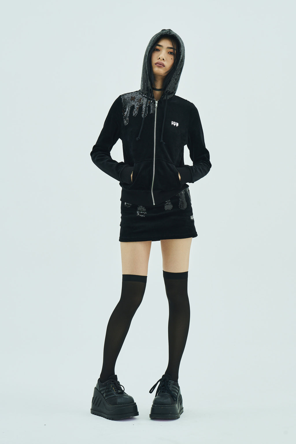Melt Velour Skort Black Sequin
