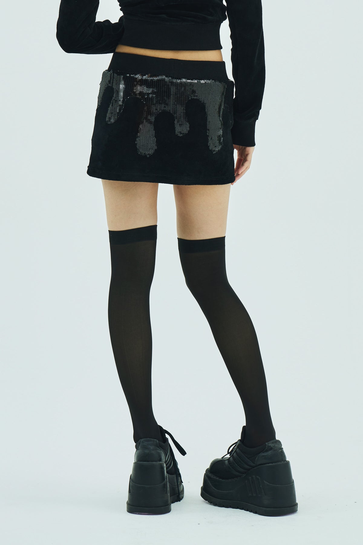 Melt Velour Skort Black Sequin