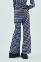 Milk Stripe Fleece Bootcut Pants Blackberry