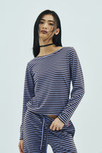Milk Stripe Top Fleece Blackberry