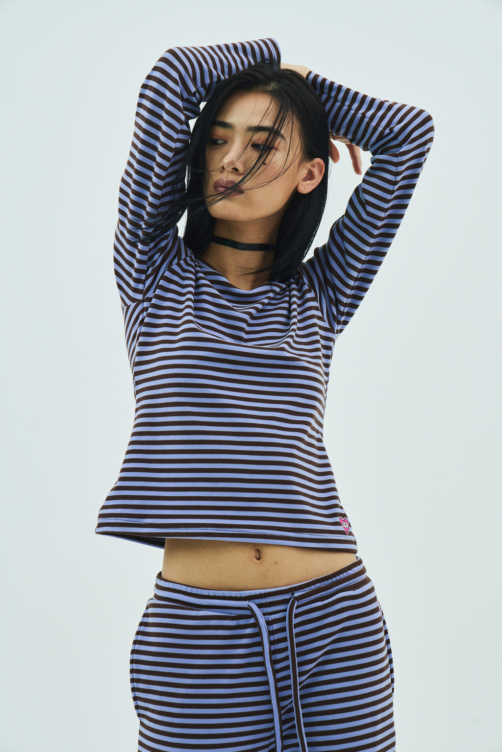 Milk Stripe Top Fleece Blackberry