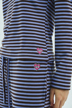 Milk Stripe Fleece Bootcut Pants Blackberry