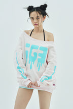 Bone Melt Off Shoulder Sweatshirt Pink