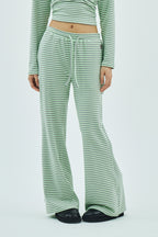 Milk Stripe Fleece Bootcut Pants Mint