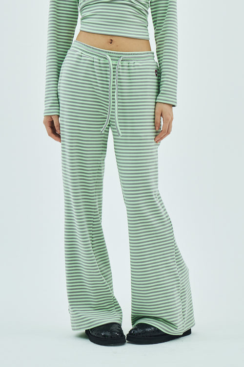 Milk Stripe Fleece Bootcut Pants Mint