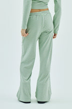 Milk Stripe Fleece Bootcut Pants Mint