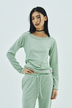 Milk Stripe Top Fleece Mint