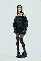 Bone Melt Off Shoulder Sweatshirt Black