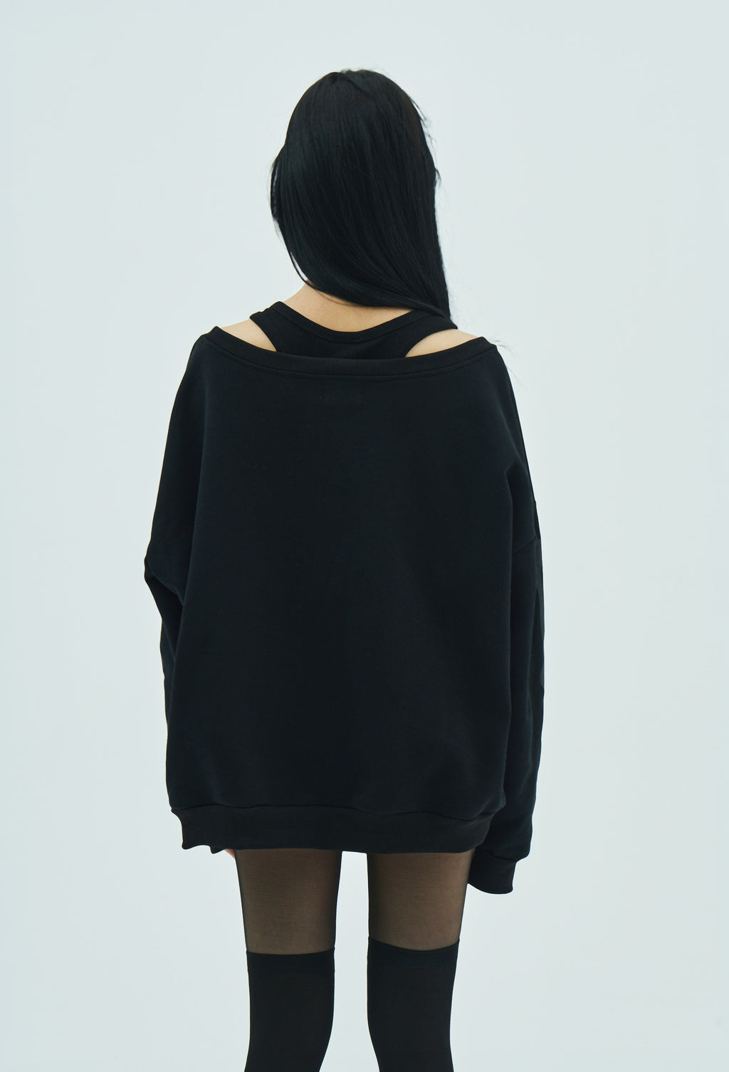 Bone Melt Off Shoulder Sweatshirt Black