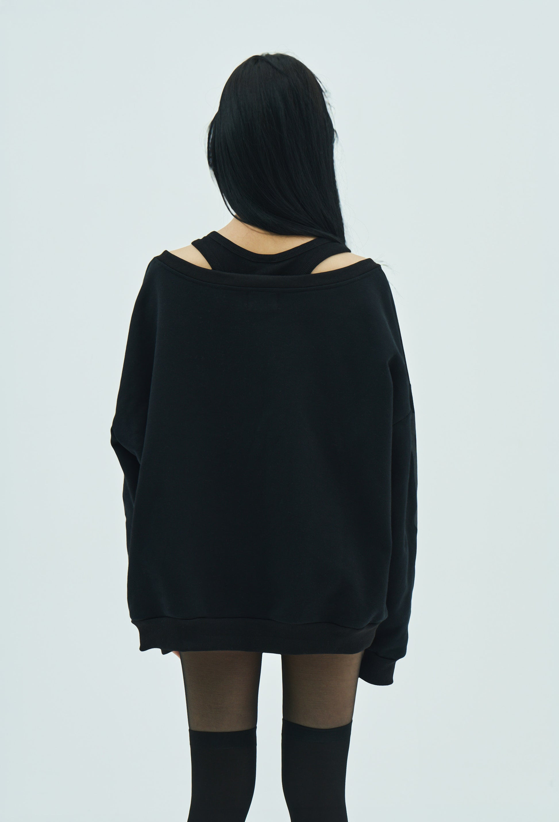Bone Melt Off Shoulder Sweatshirt Black