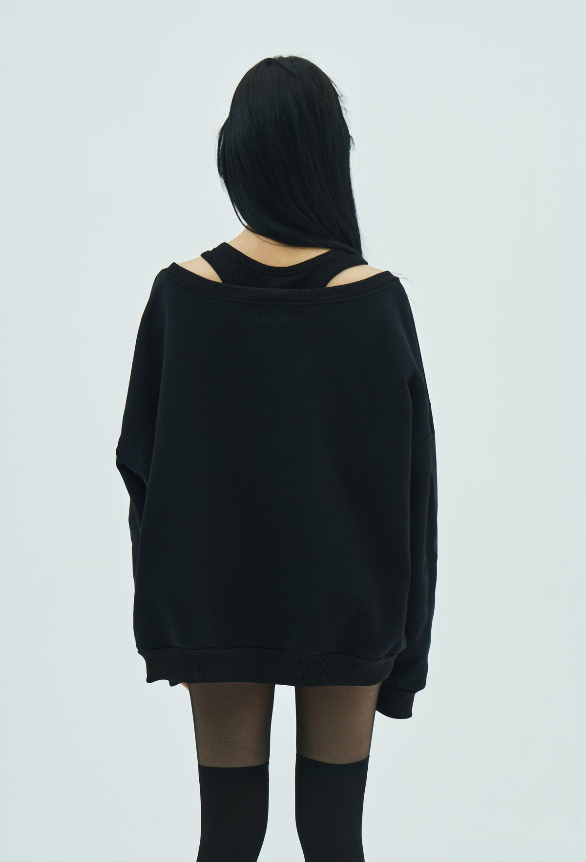 Bone Melt Off Shoulder Sweatshirt Black
