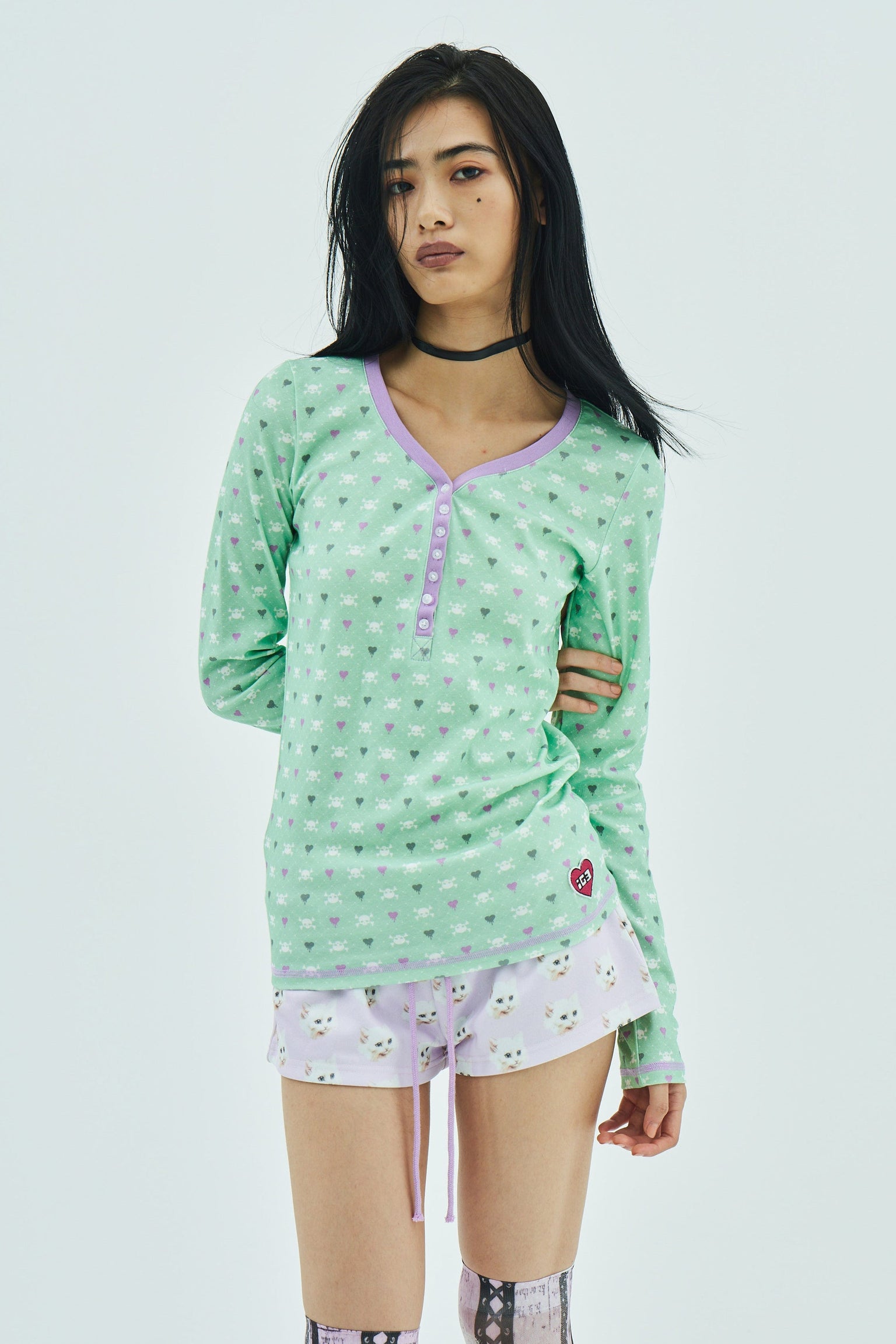 Skull Heart Henley Top