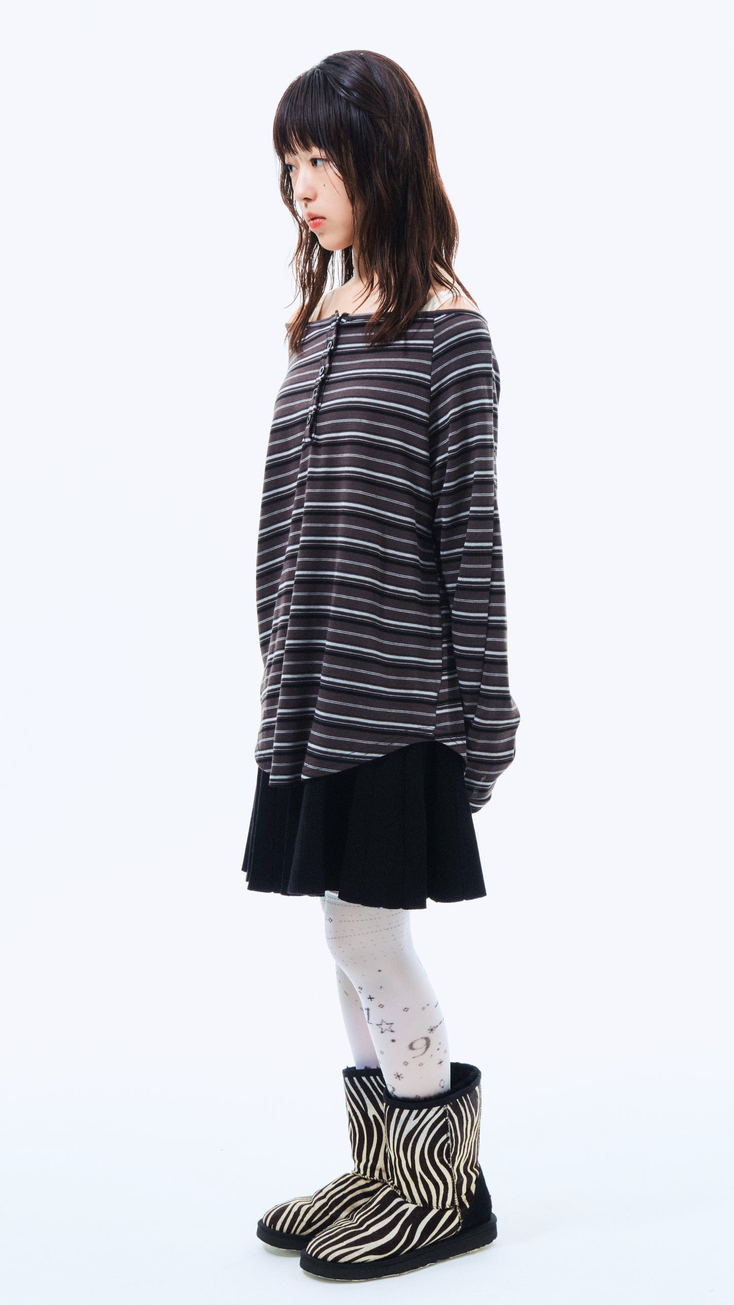 Knit pleated skirt (black)