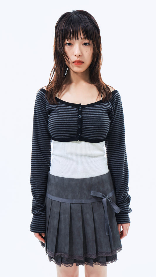 Stripe bolero top (charcoal)