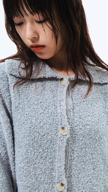 Boucle knit button cardigan (gray)