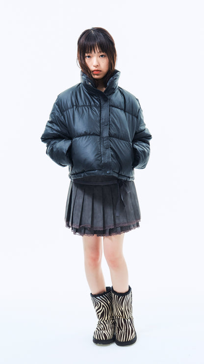 Coating cropped puffer jacket (black)