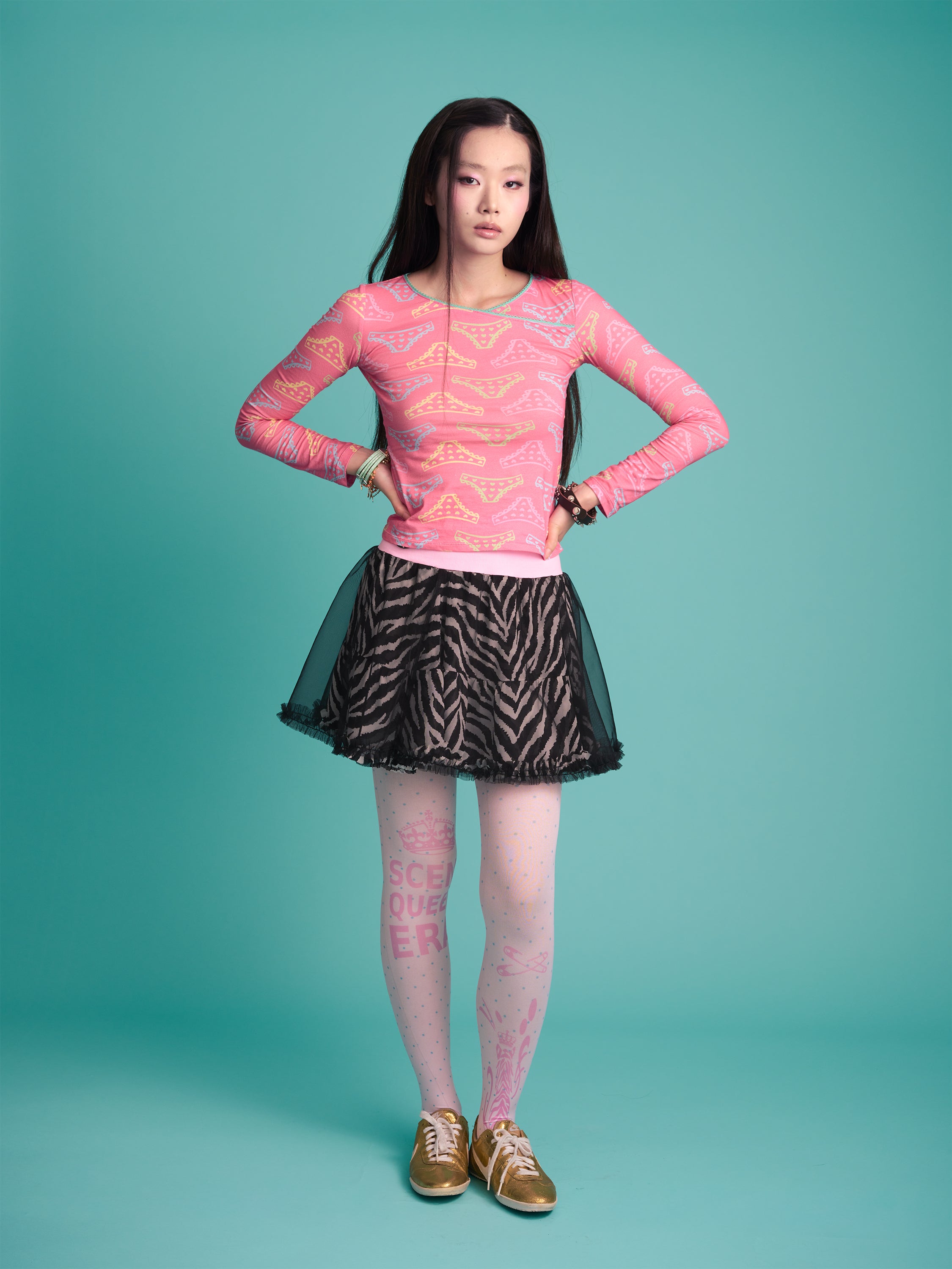 Panty Print Long Sleeve Top