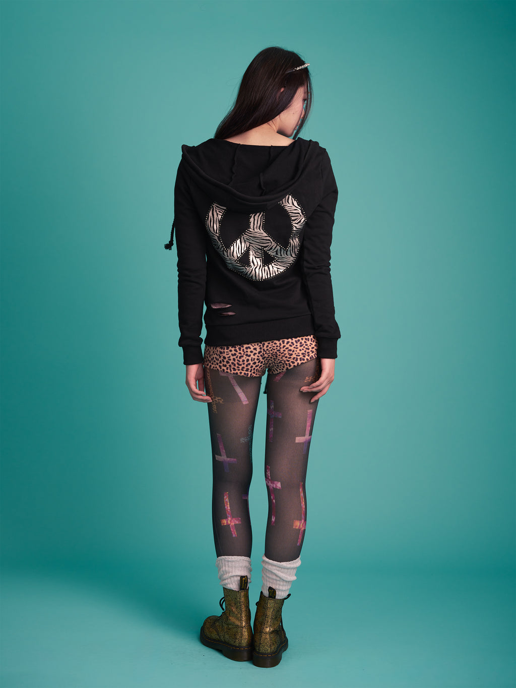 Peace Stud Hoodie Cardigan