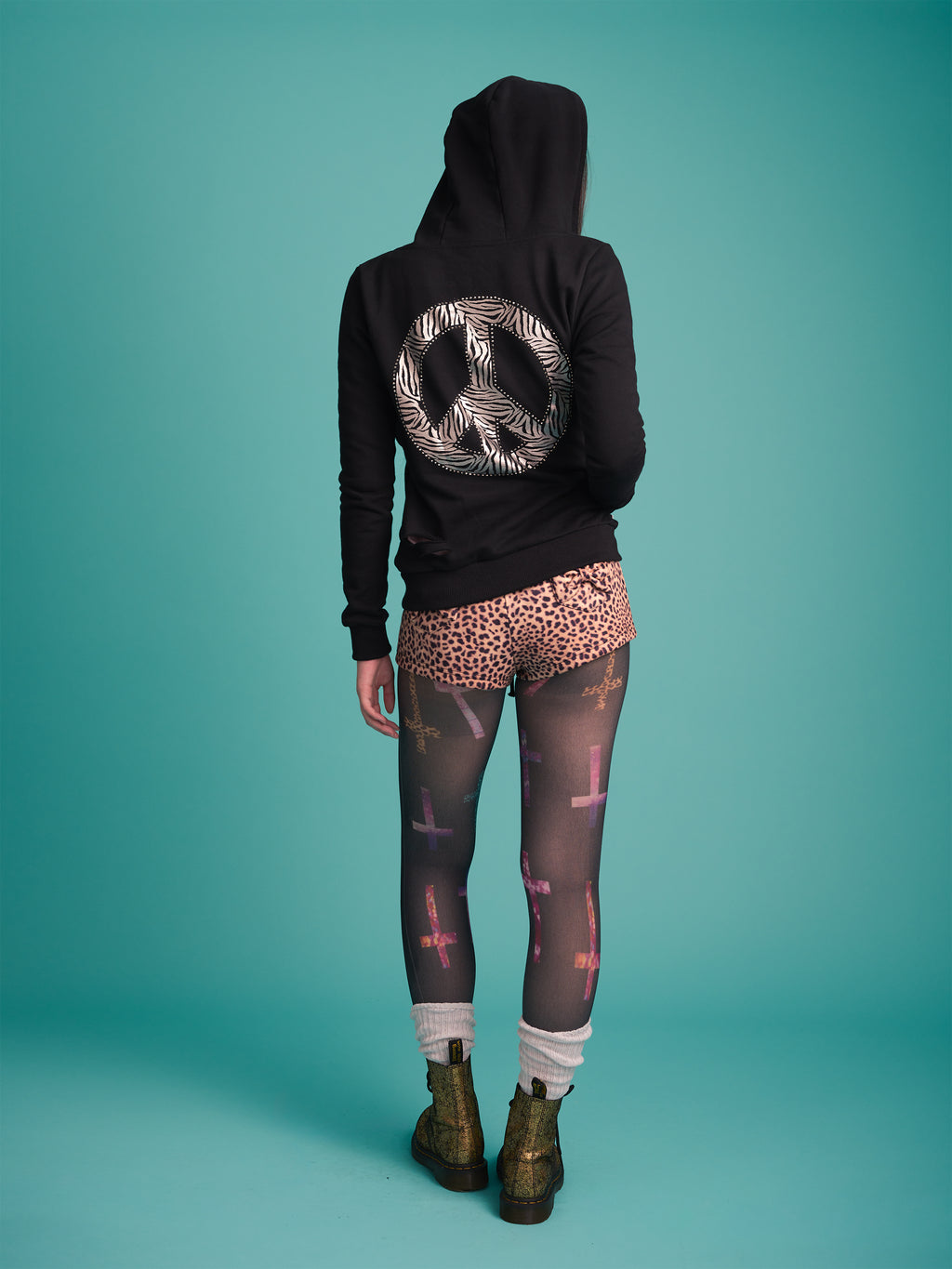 Peace Stud Hoodie Cardigan
