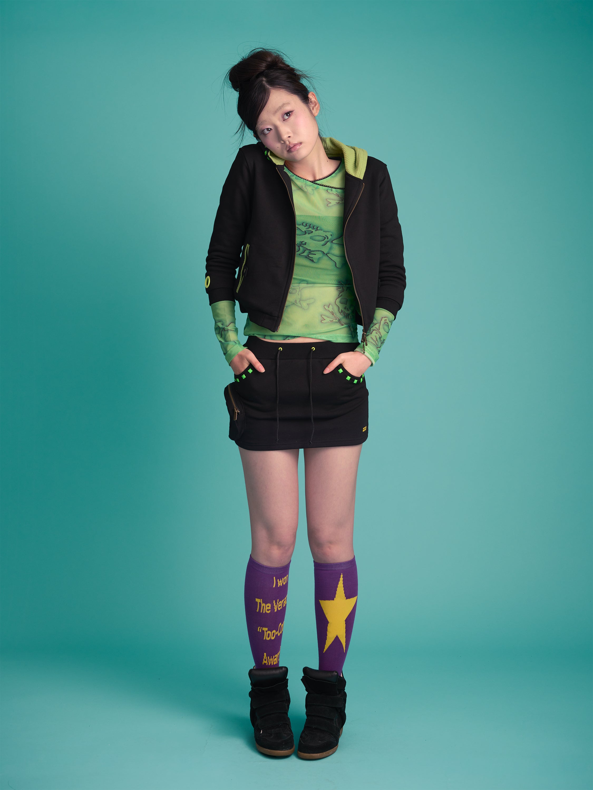 Monster Stud Cargo Skirt (Black)