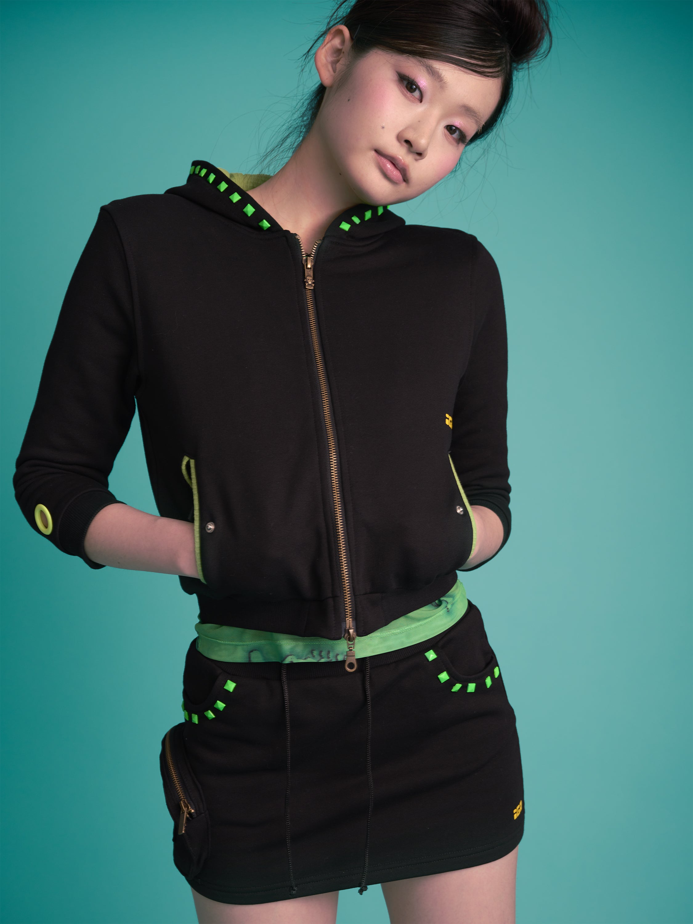 Monster Stud Cargo Skirt (Black)