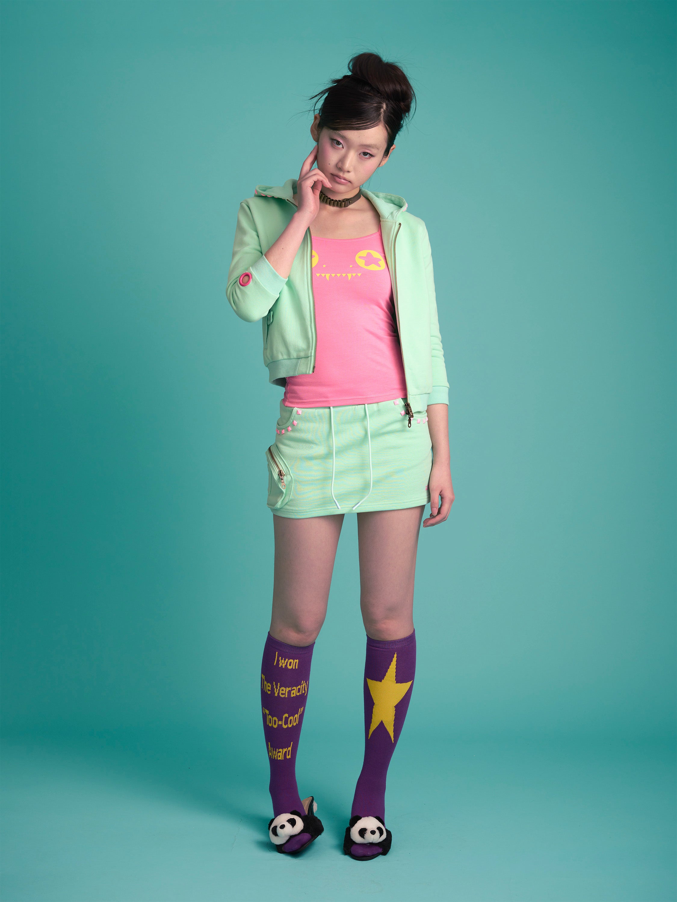 Monster Stud Cargo Skirt (Mint)
