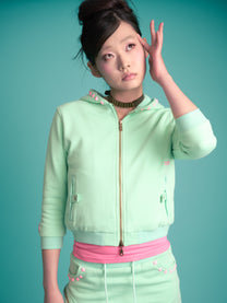 Monster Stud 3/4 Zip Hoodie (Mint)