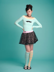 Mustache Mint Off-shoulder Top