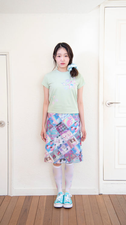 193 Stamp mesh midi skirt
