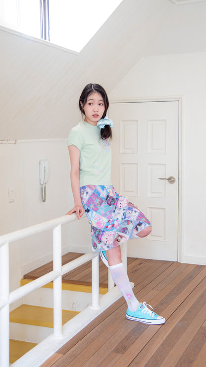 193 Stamp mesh midi skirt
