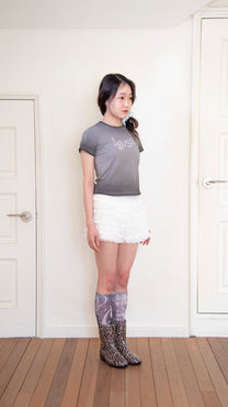 Star dot lace pants white