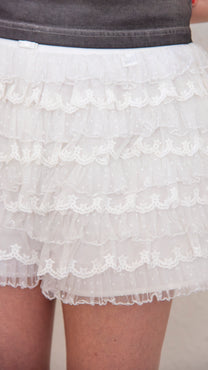 Star dot lace pants white