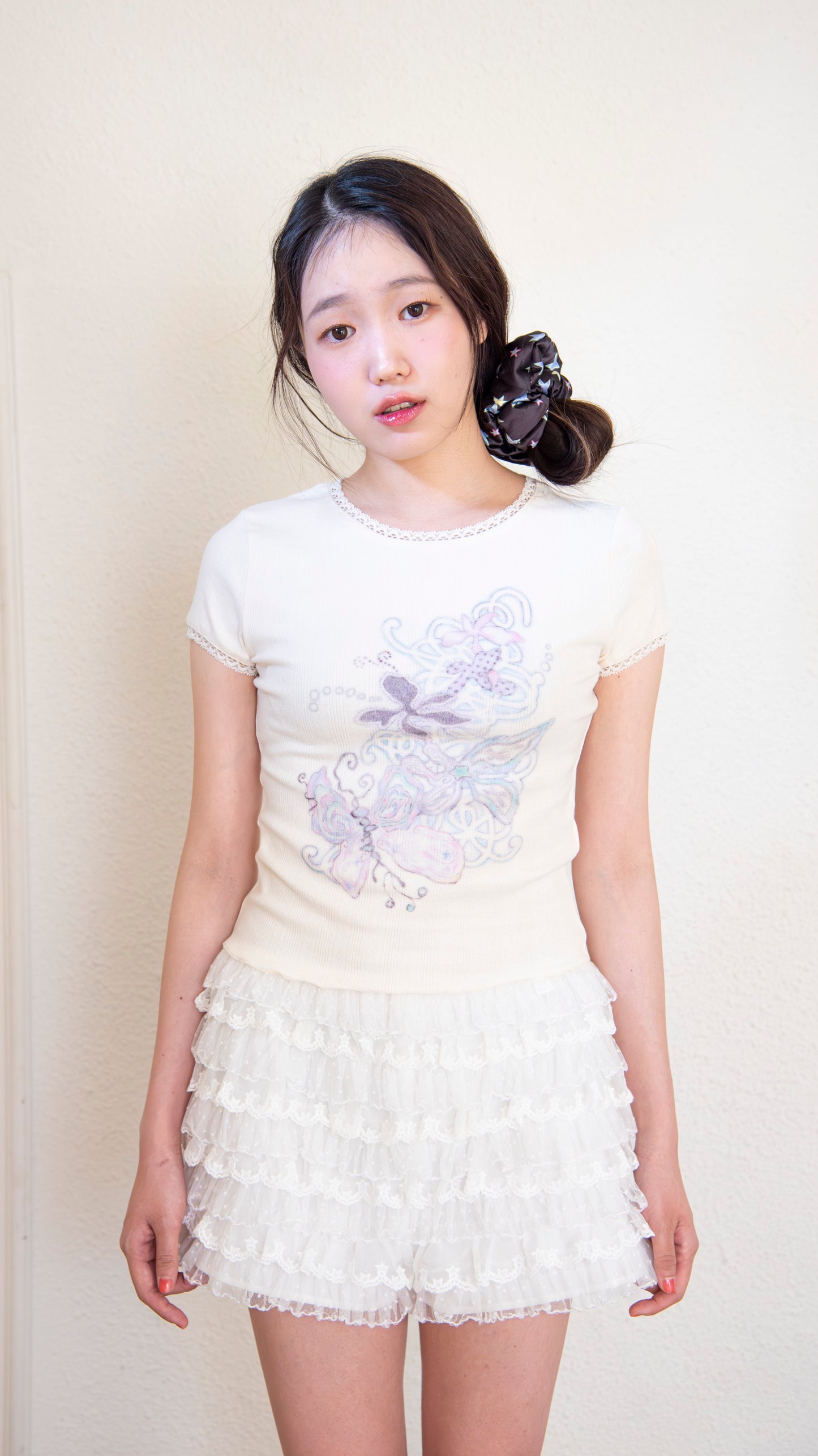 193 Aurora lace rib top