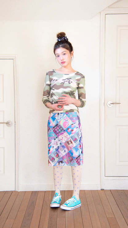 193 camouflage 3/4 sleeve top