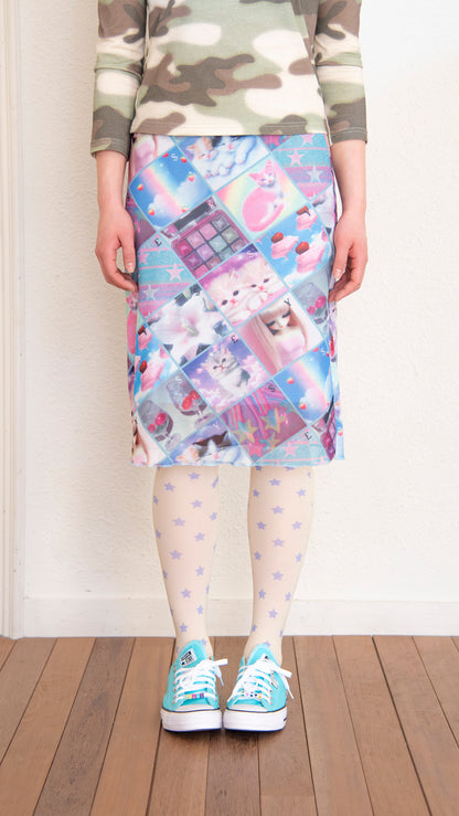 193 Stamp mesh midi skirt