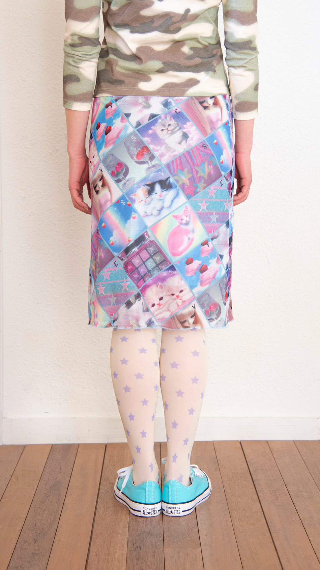193 Stamp mesh midi skirt