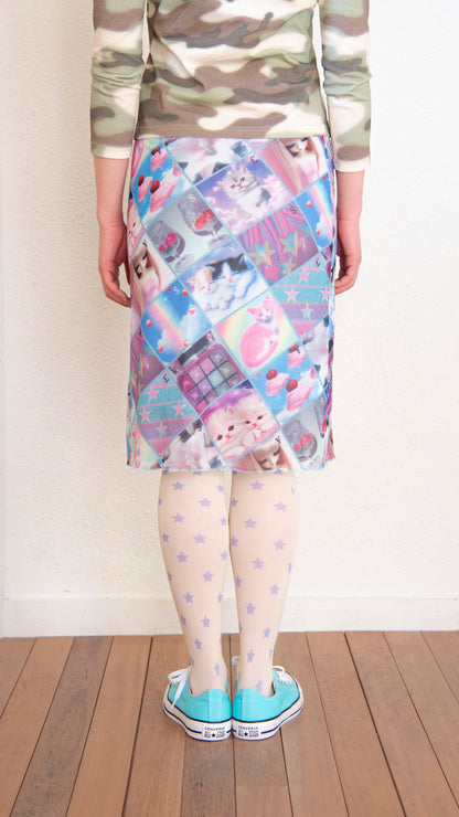 193 Stamp mesh midi skirt