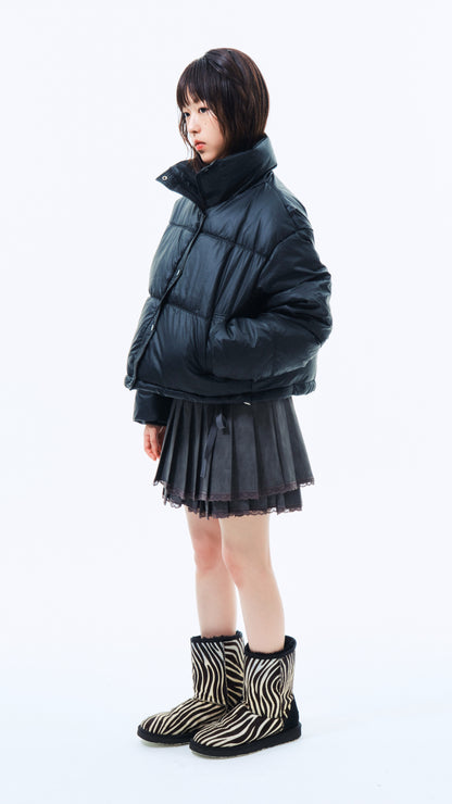 Coating cropped puffer jacket (black)