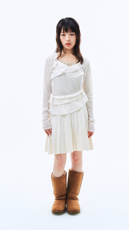 Knit pleated skirt (ivory)