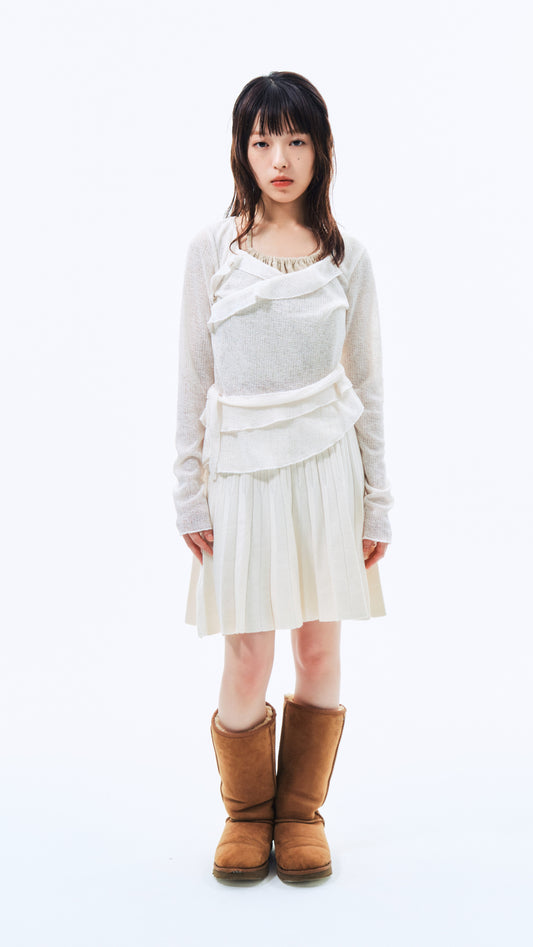 Knit pleated skirt (ivory)