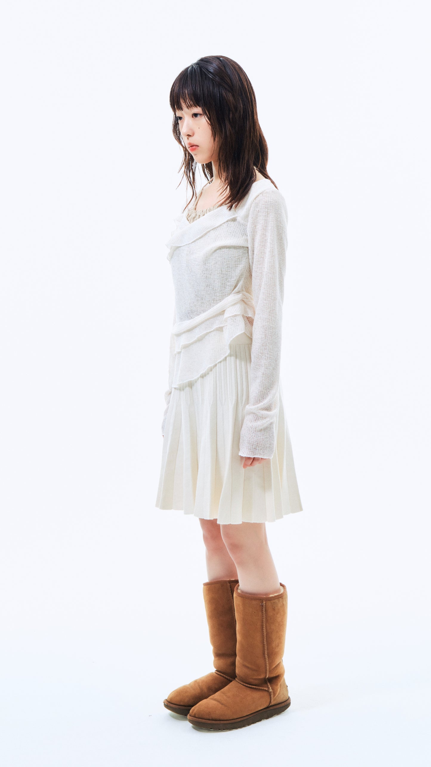 Knit pleated skirt (ivory)