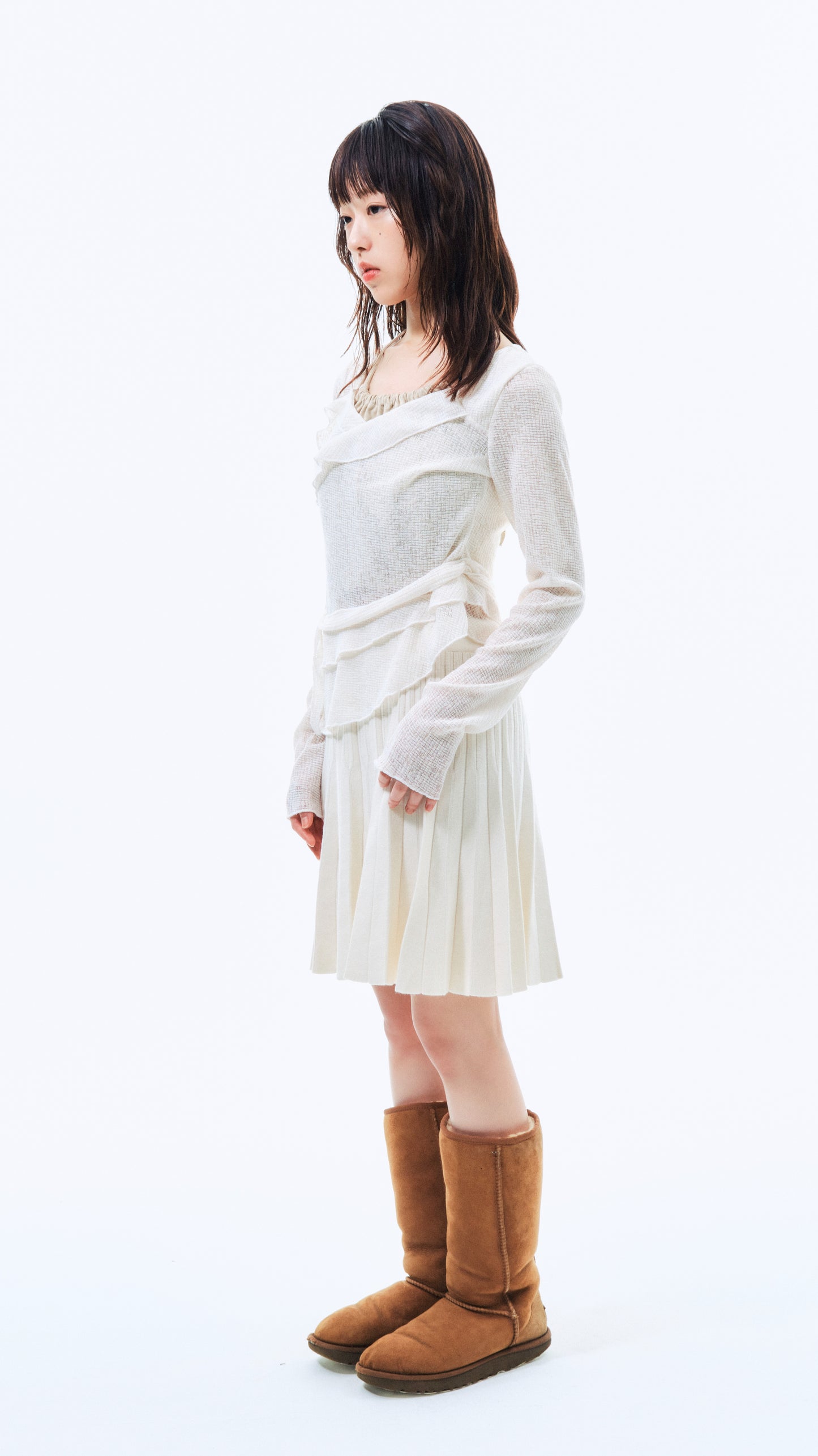 Knit pleated skirt (ivory)