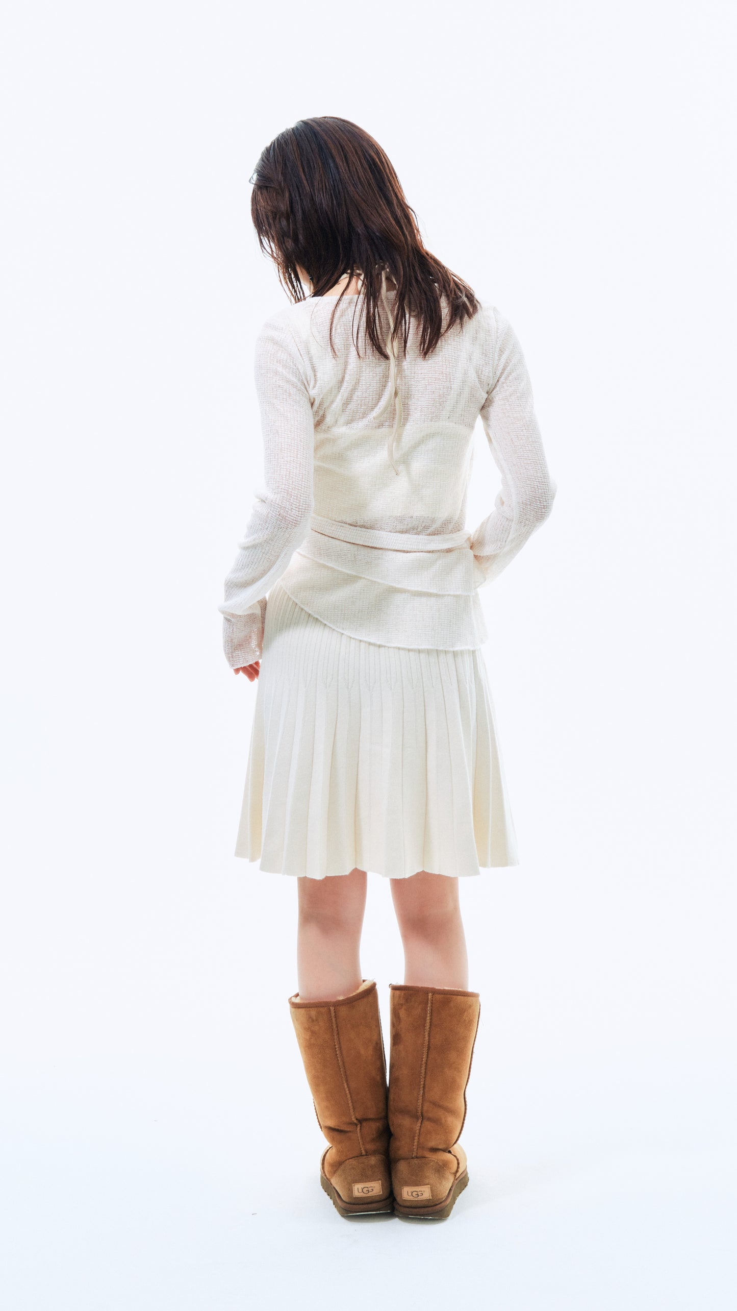 Knit pleated skirt (ivory)