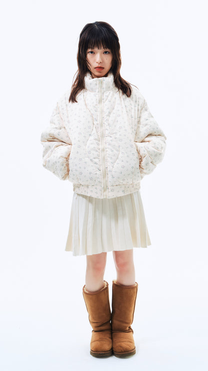 Wave flower puffer jacket